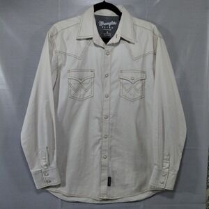Wrangler Retro Two Pocket Long Sleeve Pearl Snap Shirt Cream Men's Med MVR587W